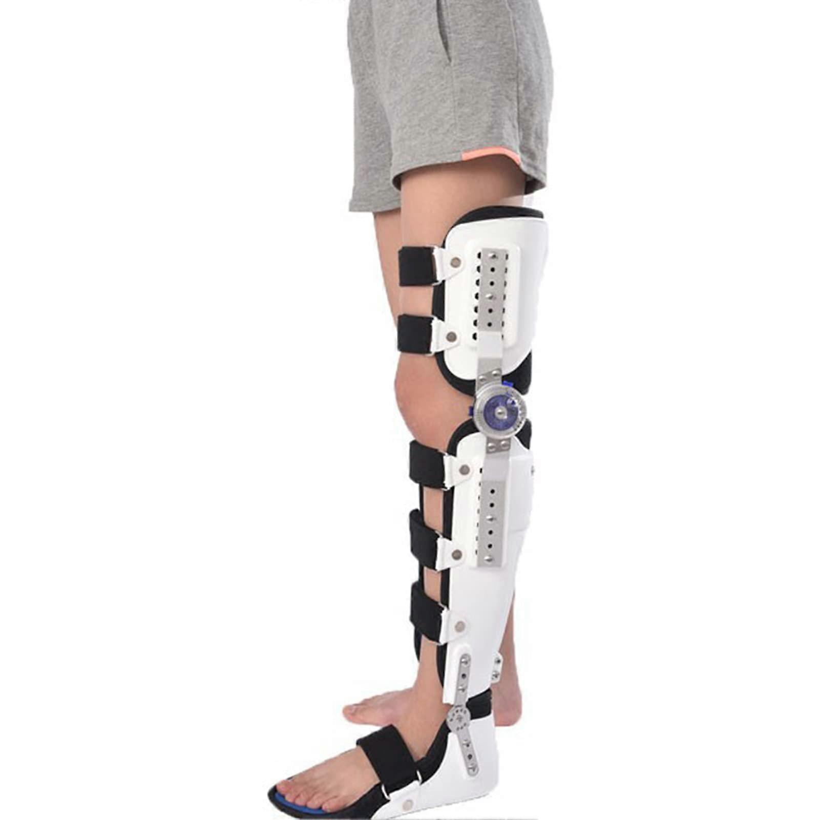 Adjustable Knee Brace for Left Leg, Joint Stabilizer with Ankle Support, One Size Fits All, Rigid Thigh and Knee Joint Support