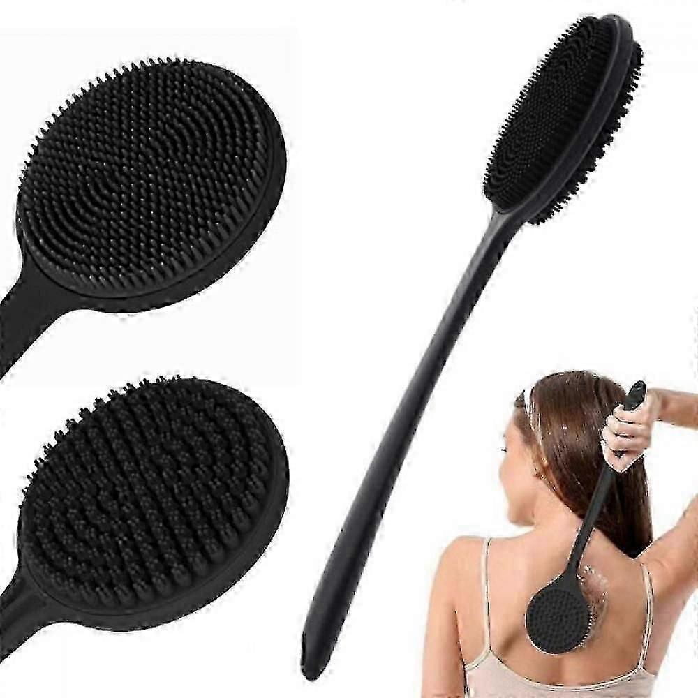 Double Ended Silicone Shower Brush - Exfoliating Back Cleaner