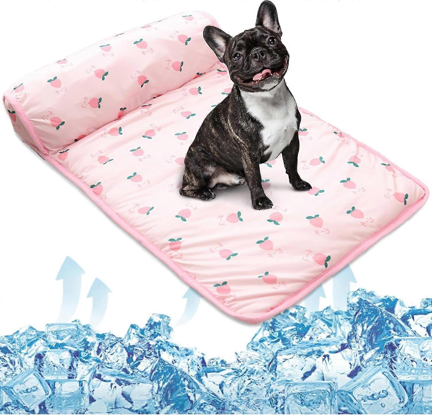 Self-Cooling Pet Mat for Dogs & Cats - Pressure-Activated Cooling Pad, No Electricity Needed, Small Size 23.6"x15.7", Non-Slip & Portable Design,Pink