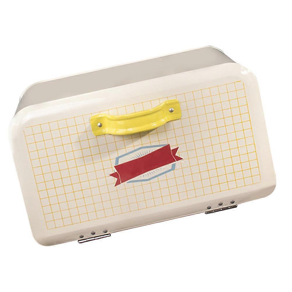 Beige Galvanized Iron Bread Storage Box with Airtight Seal for Home Use, Large Capacity