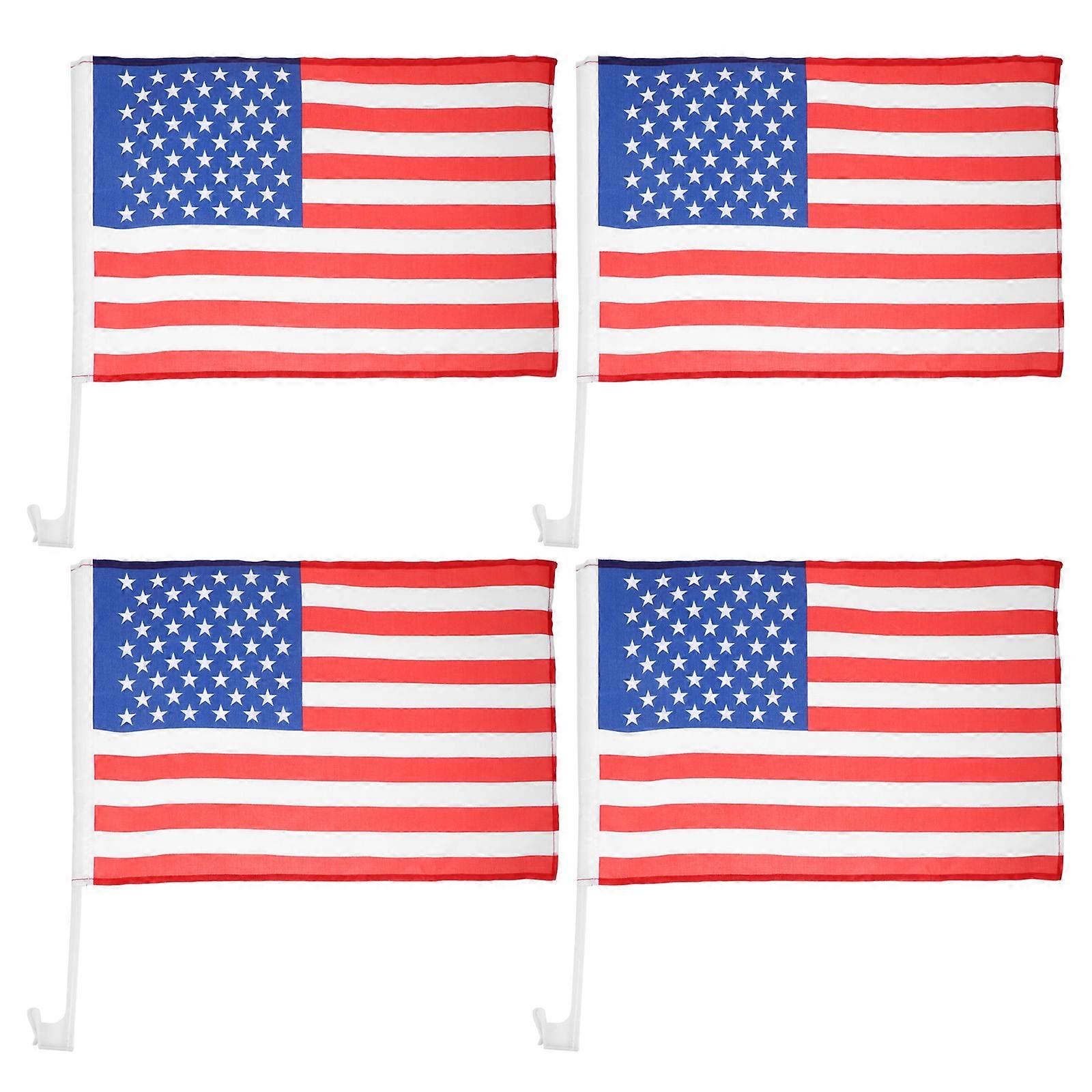 4pcs Car Flags for Windows American Flag for Car Vehicle Decorative National Flag with Window Clip
