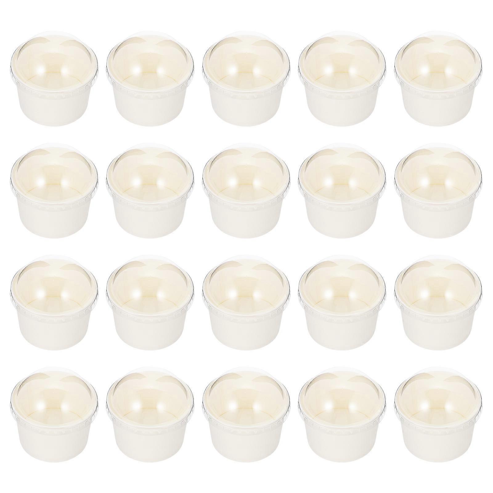 White Paper Ice Cream Cups with Lid for Storage Perfect for Snacks and Desserts 50 Sets