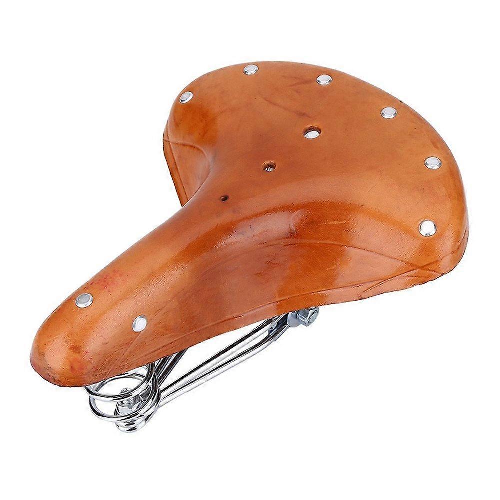 Retro Classic Leather Bicycle Seat Comfortable Bicycle Saddle Boot Rivet Cushion Double The Comfort Brown