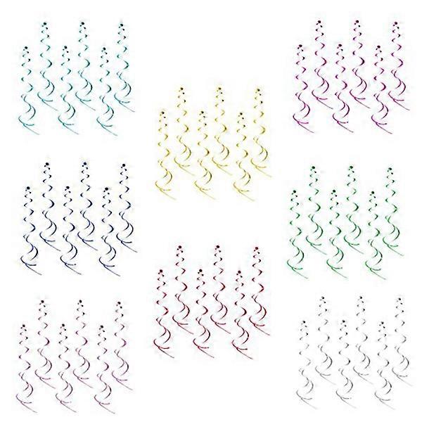 6 Pieces Silver Plastic Hanging Pendants for Party Decoration 90cm Danglers Spiral Design
