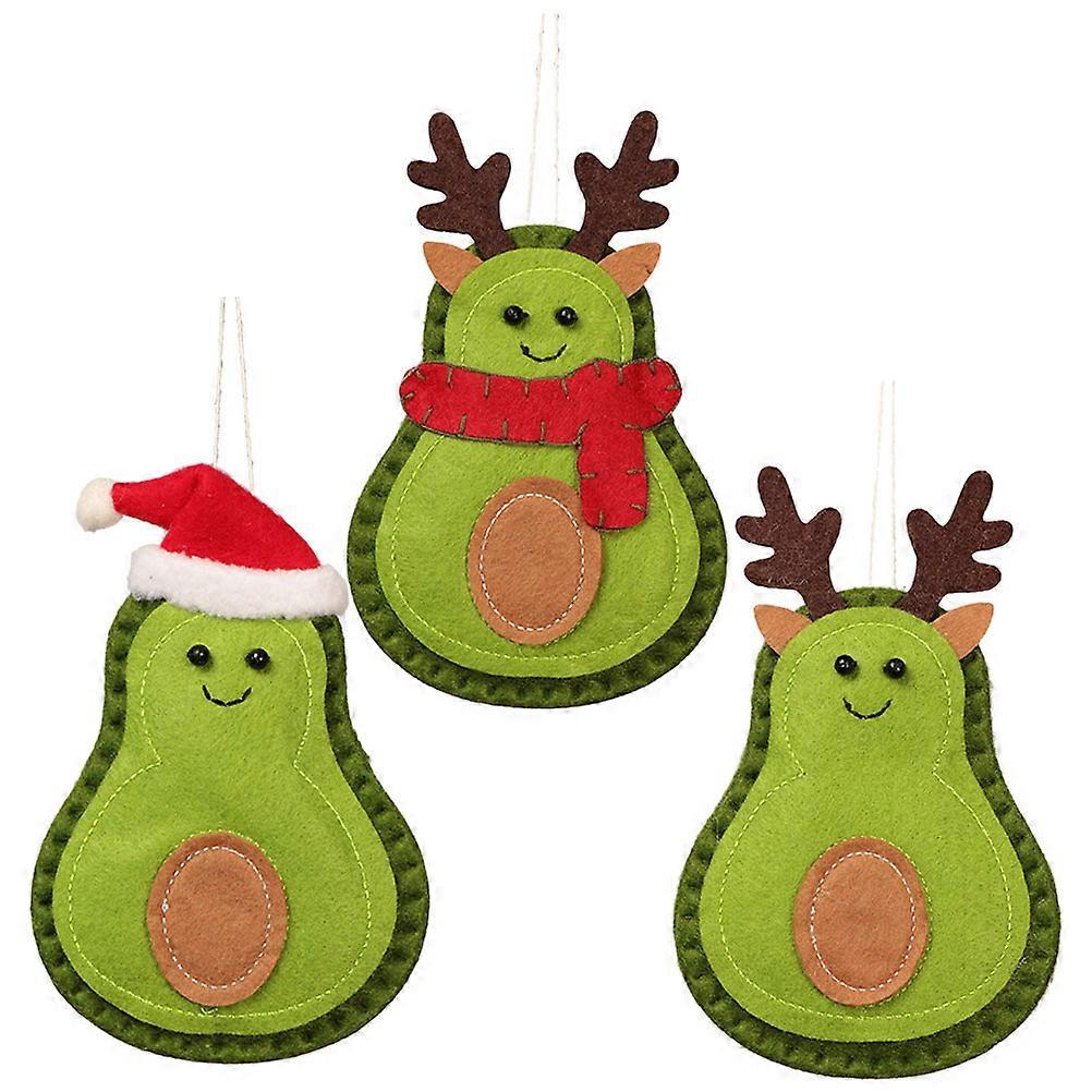 Christmas Avocado Pendant Home Decoration Compact and Portable Design 16x10x0.1cm Fabric 3Pack