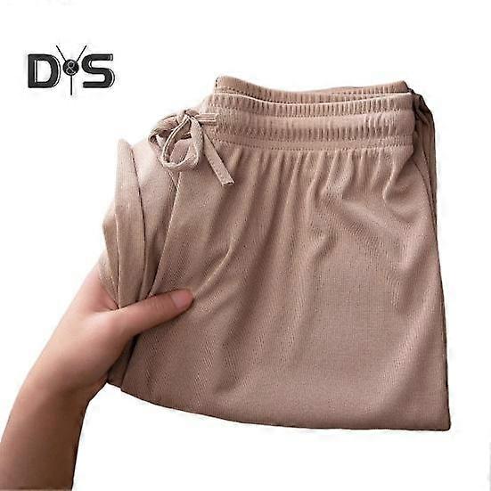 Women Casual Pants Elastic Waist Adjustable Drawstring Solid Color Long Trousers Ice Silk Wide Leg Draped Pants Streetwear