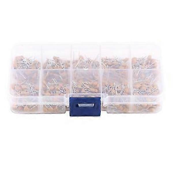 500pcs 10 Values Monolithic Multilayer Ceramic Capacitors 0.1F - 10F With Storage Box