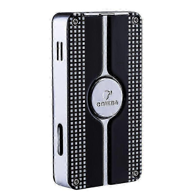 Creative Windproof Triple Jet Flame Cigar Lighter with Built-in Punch and Direct Punching Design for Smooth Lighting Experience