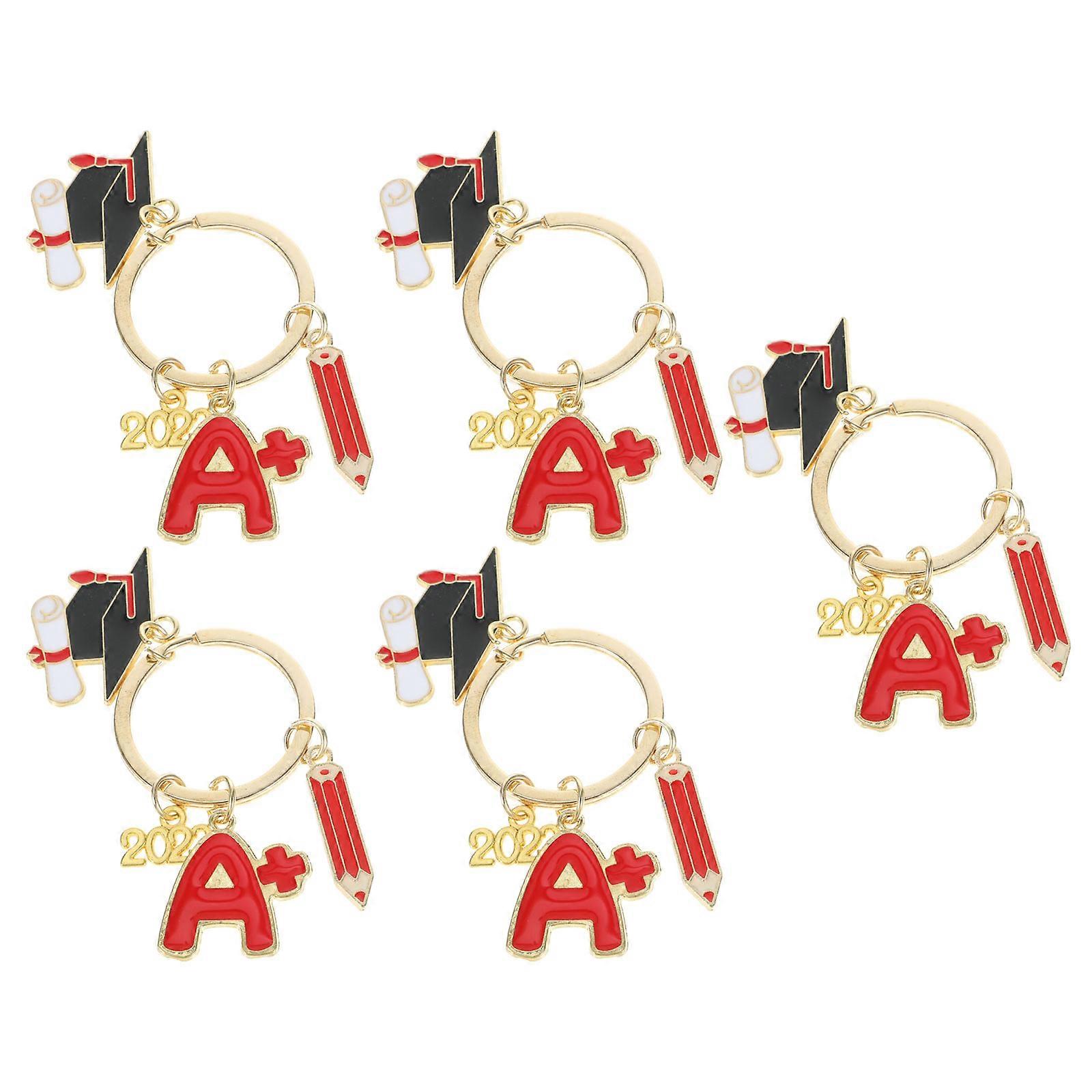 Graduation Keychain Keyring Chain Key Organizer Bag Accessory Multi Color 6.2x5.7cm High School Graduates Celebration Party 5Pcs