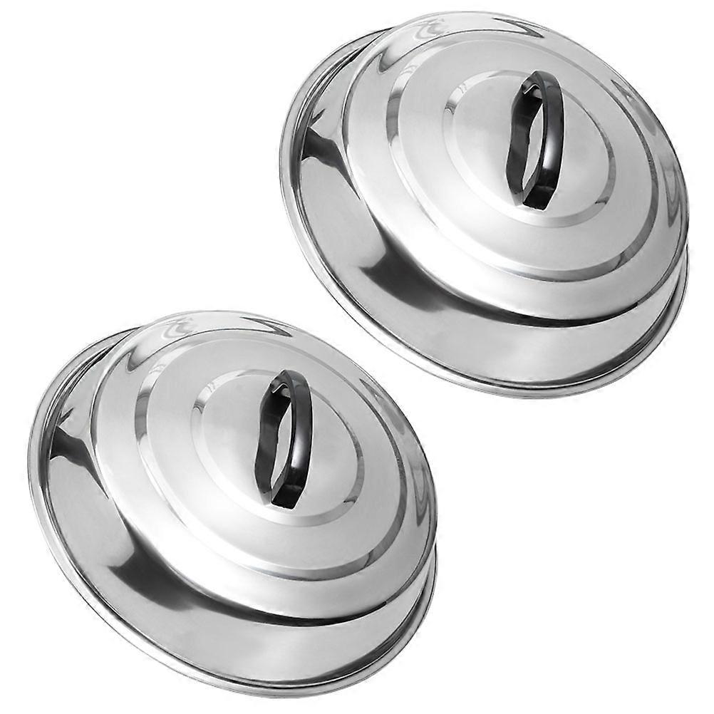 厚みのあるパンカバーユニバーサルポットリッドシルバーカラーデイリークッキング2個