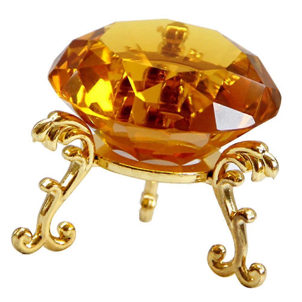 Crystal Sphere Ornament with Gold Pattern on Stable Diamond Shaped Stand – Stylish Tabletop Decor for Home and Office