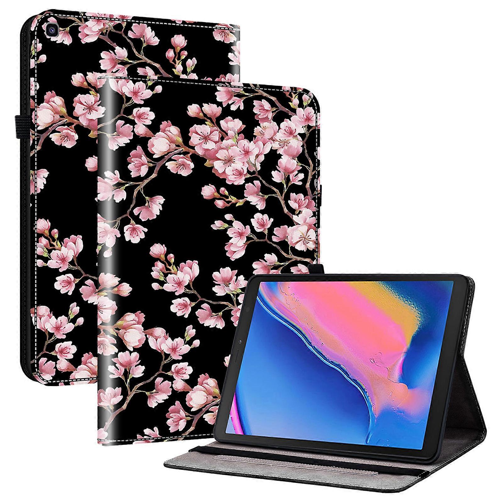 For Samsung Galaxy Tab A 8.0 (2019) SM-T290 (Wi-Fi) SM-T295 (LTE) SM-T297 Case Pattern Printing Tablet Shell Flip Card Holder Plum Blossom