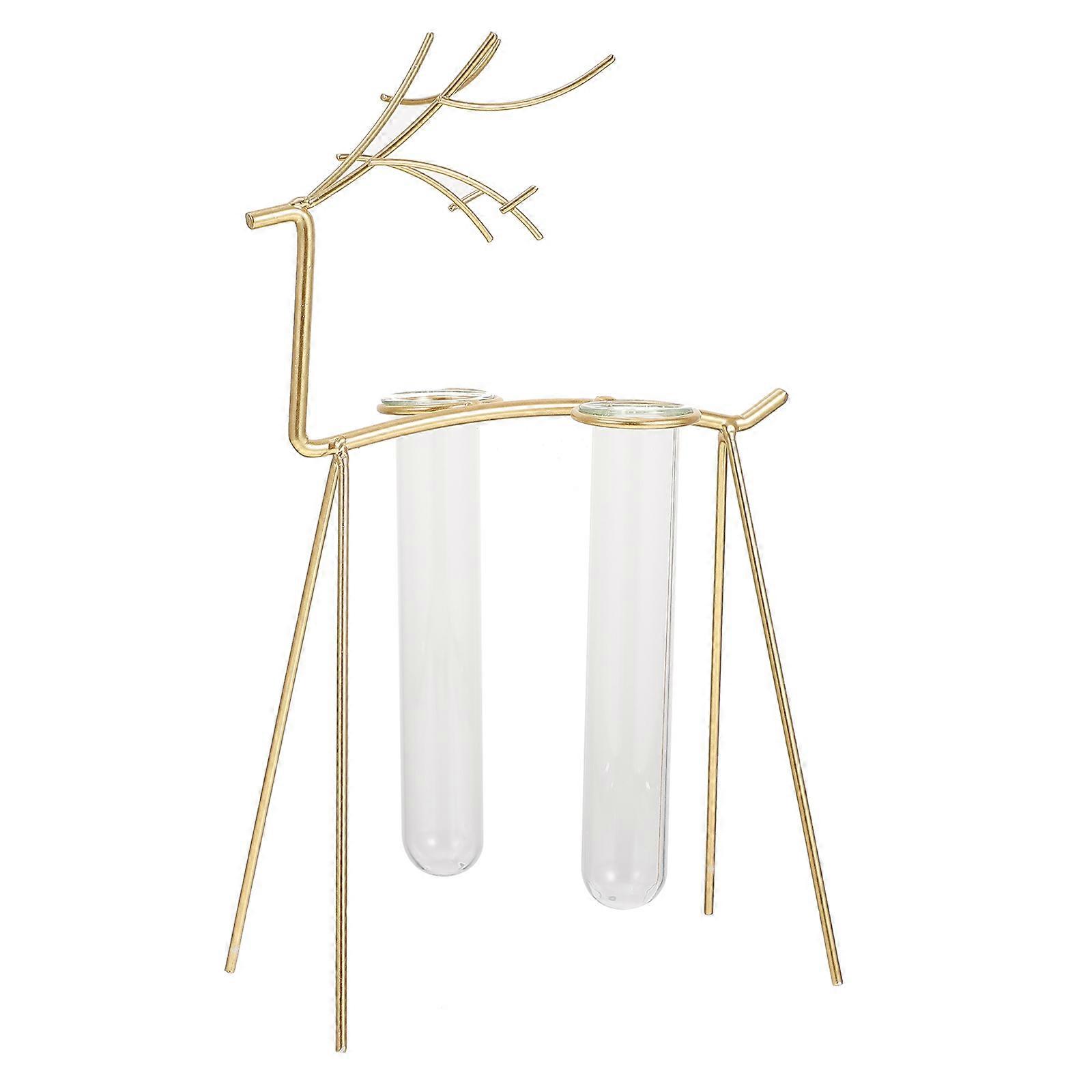 1Pc Multipurpose Decoration Vase Golden Deer Shape Hydroponic Container Suitable For Home Office Study Room