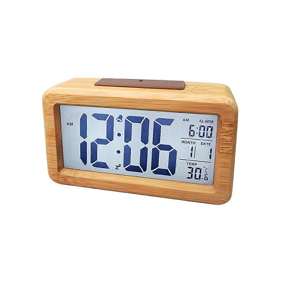Table Clocks For Bedrooms Digital Led Clock Wooden Decorative For Home Office Travel Brightness Adjustment 13.8X7.7X4.5 Cm 1Pack
