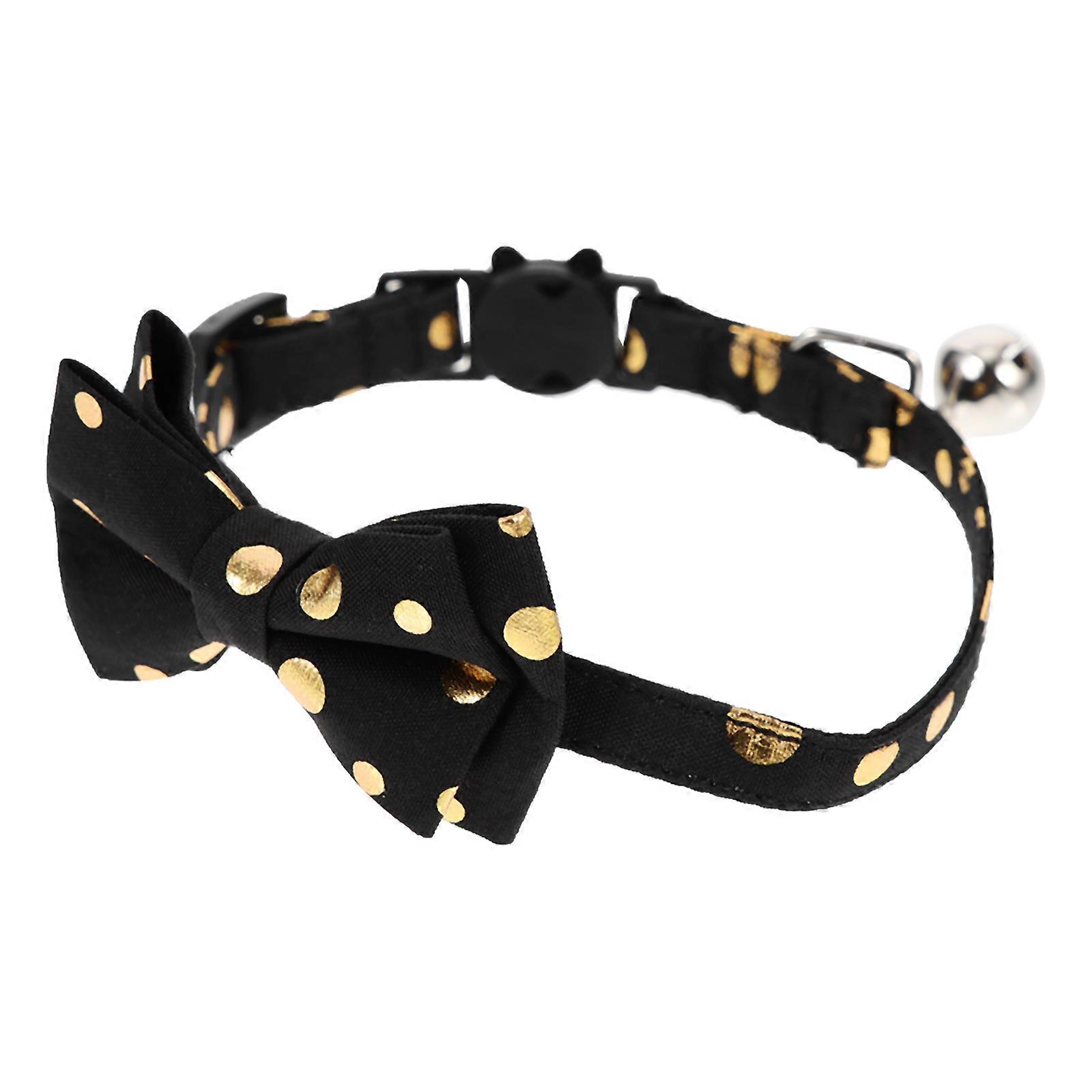 Adjustable and Adorable Black Cat Collar with Bowknot and Bell for Pet Use Made of Aluminum Alloy