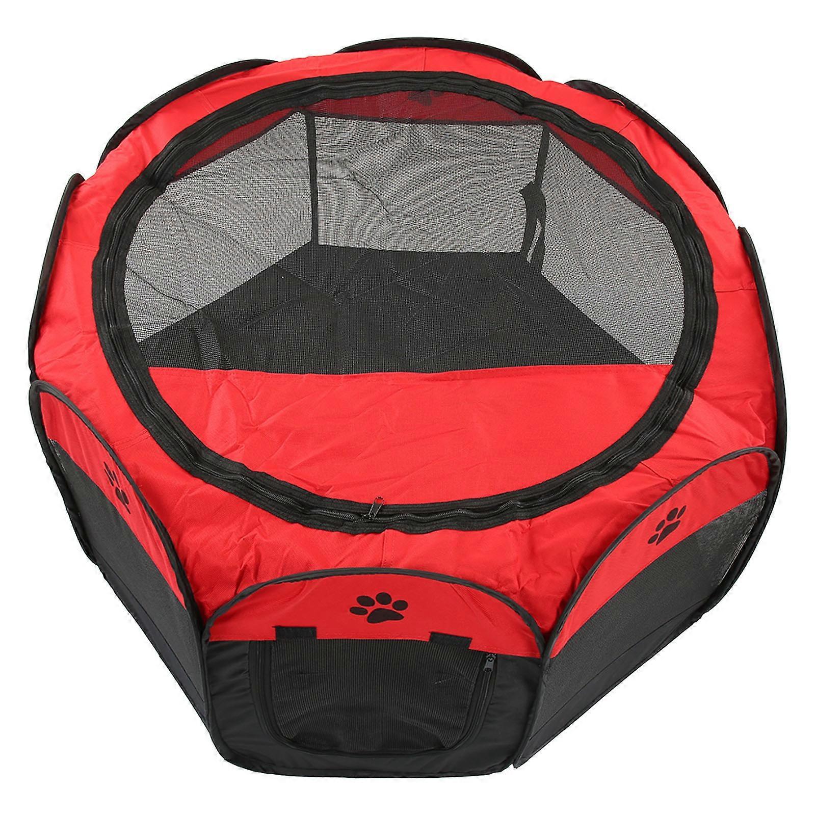 Portable Foldable Pet Playpen 91x58cm Breathable Mesh Top