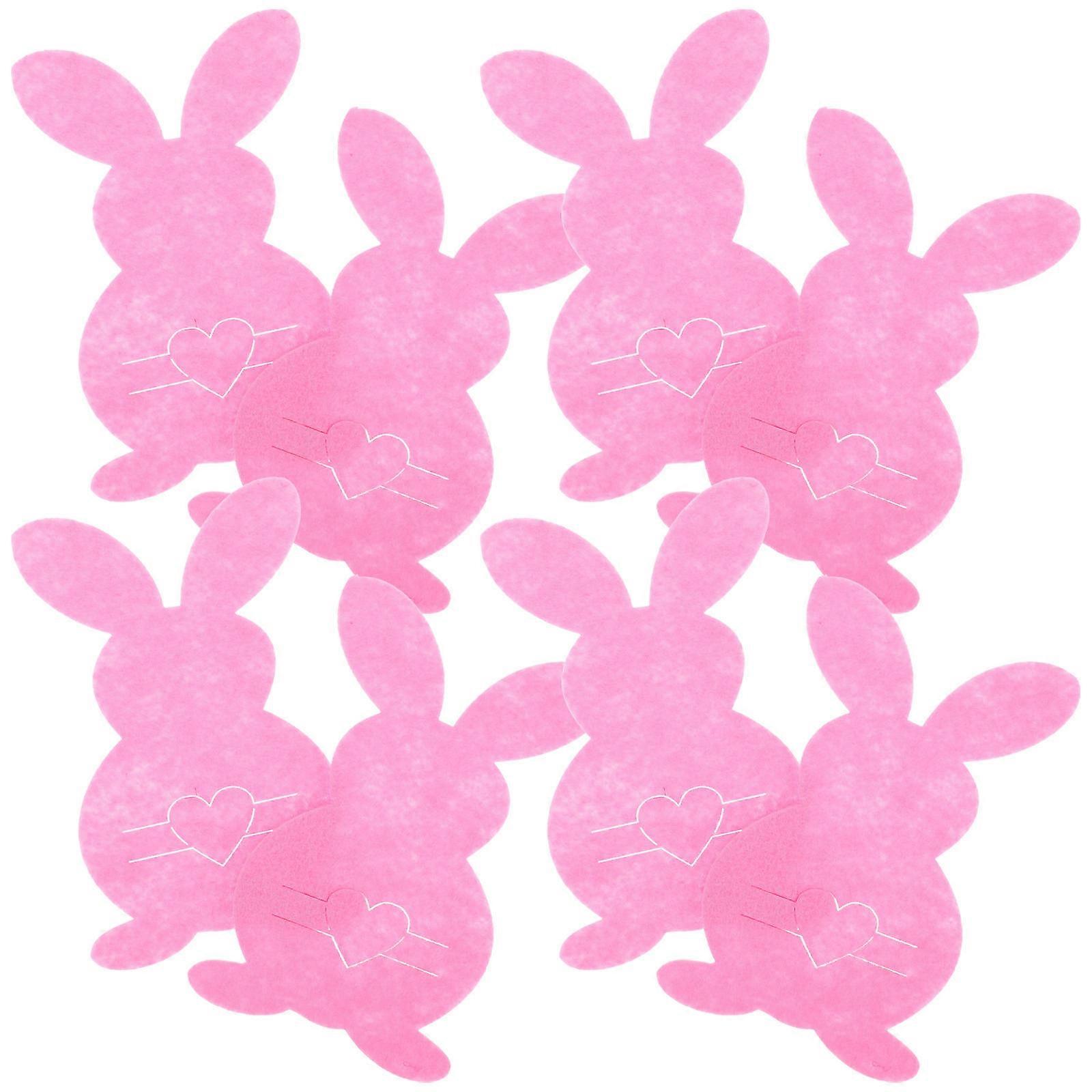 Easter Bunny Shaped Cutlery Holder 8Pcs Tableware Storage For Families And Party Hosts 15.5x10cm Pink
