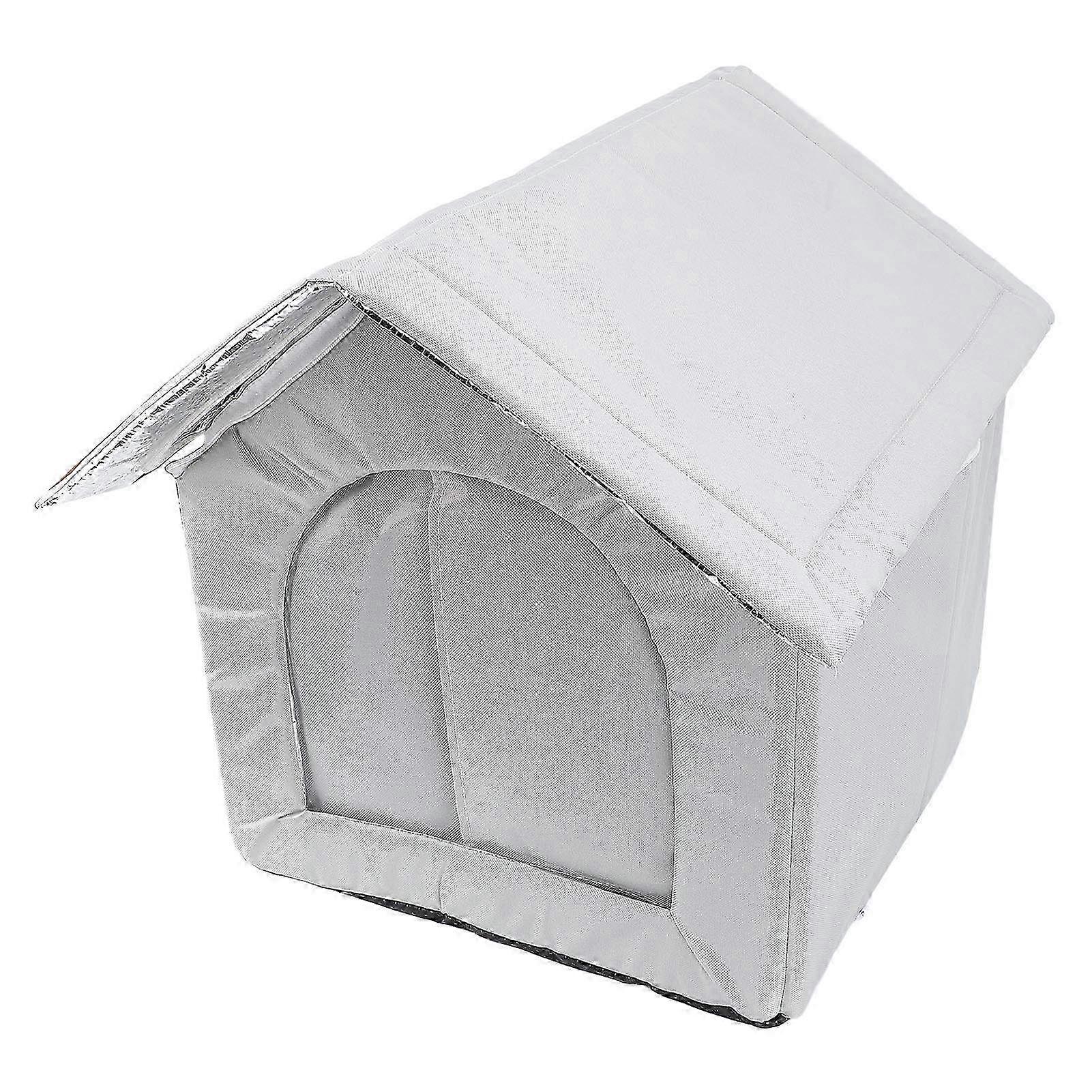 Water-Resistant Outdoor Cat House - Spacious Insulated Winter Shelter for Cats & Dogs - Weatherproof Enclosed Pet House in Gray