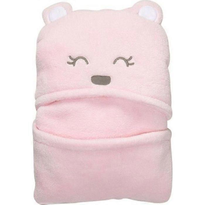 Serviette de bain pour bébé Peignoir à capuche rose