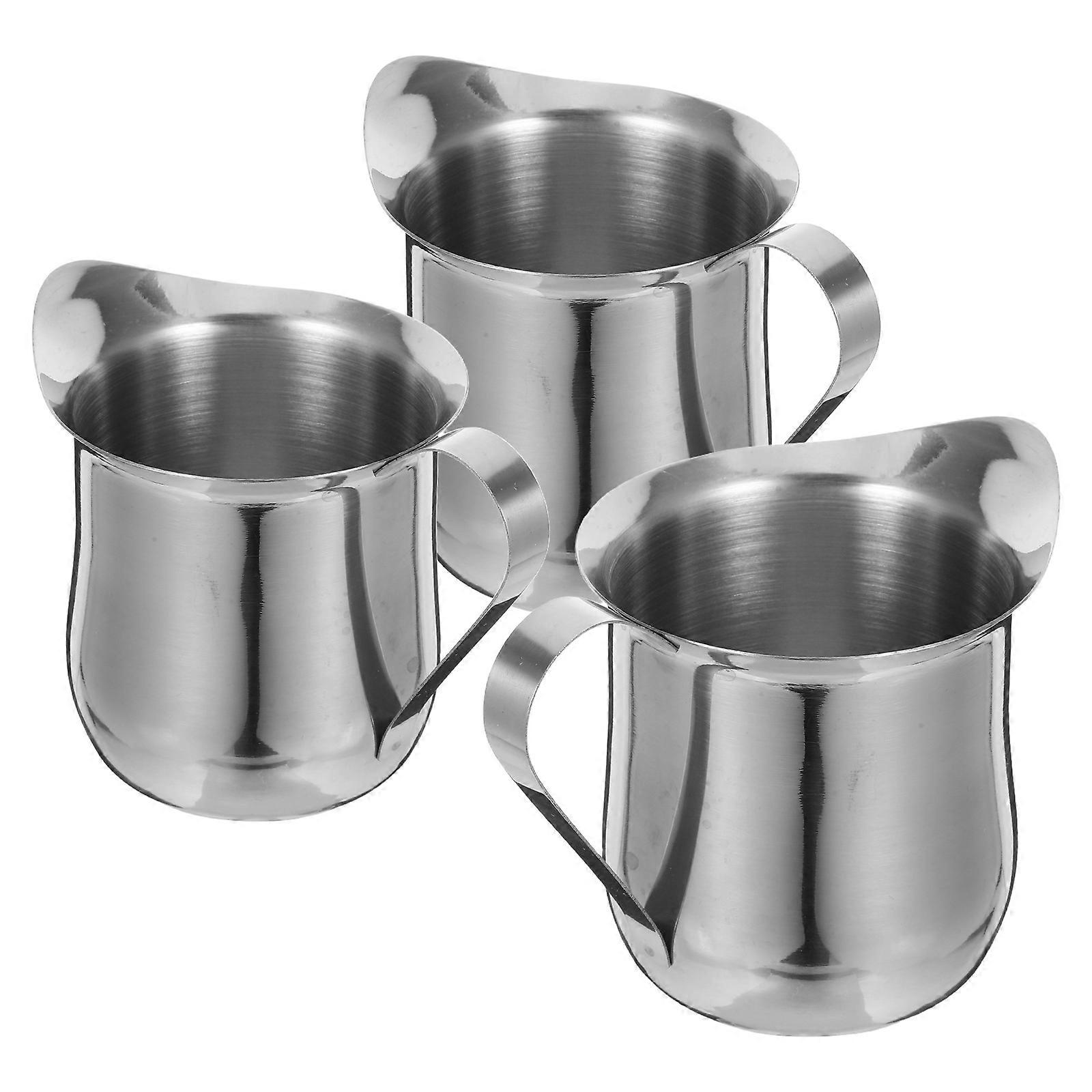 Stainless Steel Milk Frothing Pitcher Set for Cappuccino & Latte Art – Durable 3 Piece Jug Set for Home and Office Use