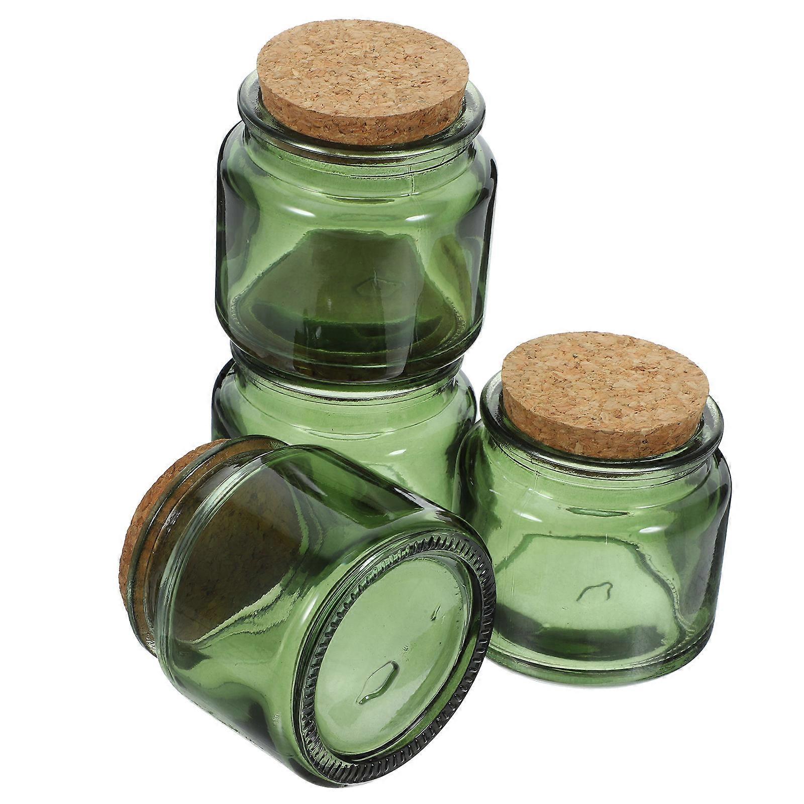 Light Green Glass Tealight Candle Holder for Home Use Stable Bottom Lightweight Safe on Table 4 Pieces