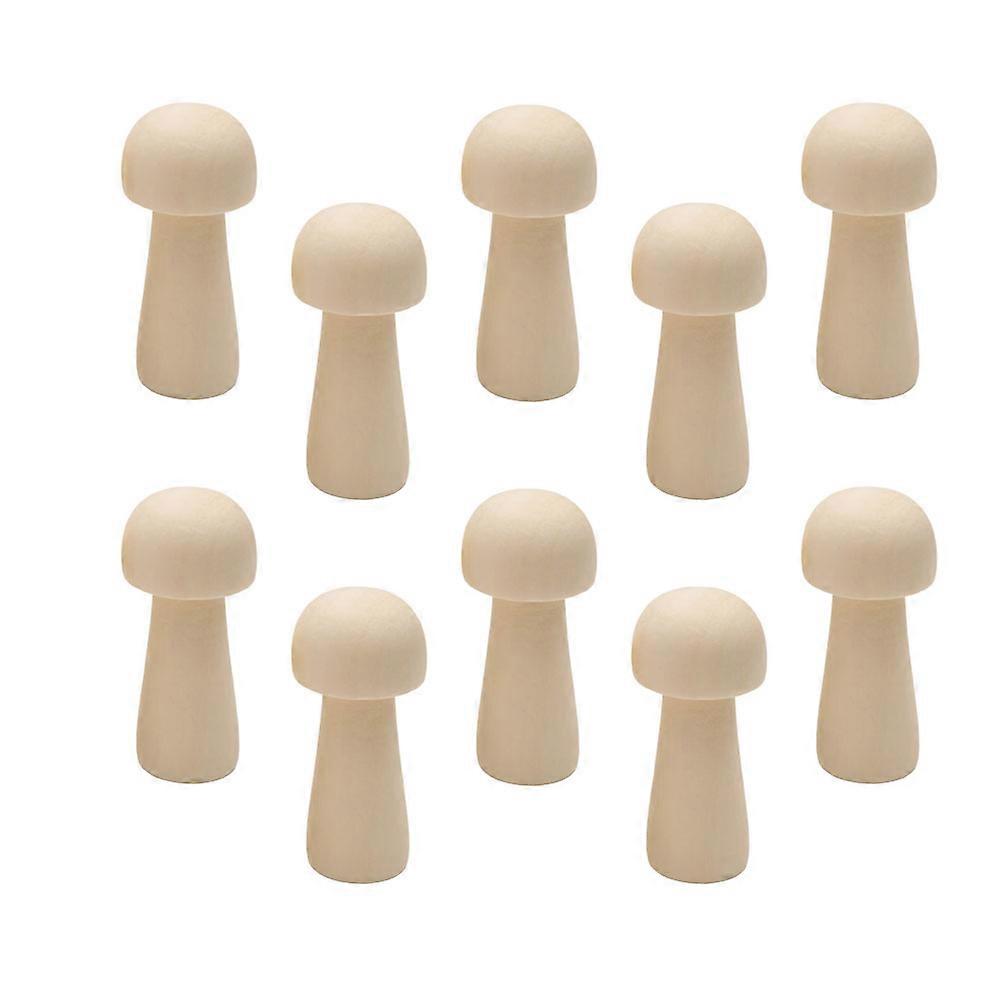 10pcs Assorted Color Wooden Mushroom Head Dolls for Kids Craft Projects and Home Decoration