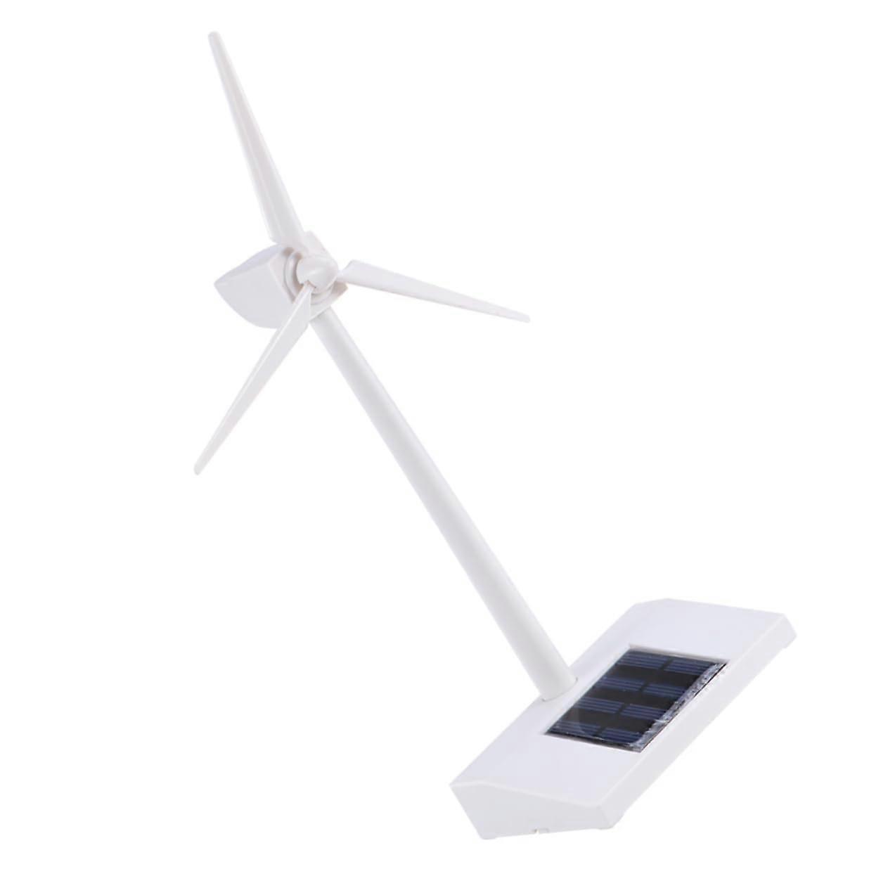 Solarpowered windmill model desktop wind turbine made of ABS white for education and fun, suitable for office and home decoration.