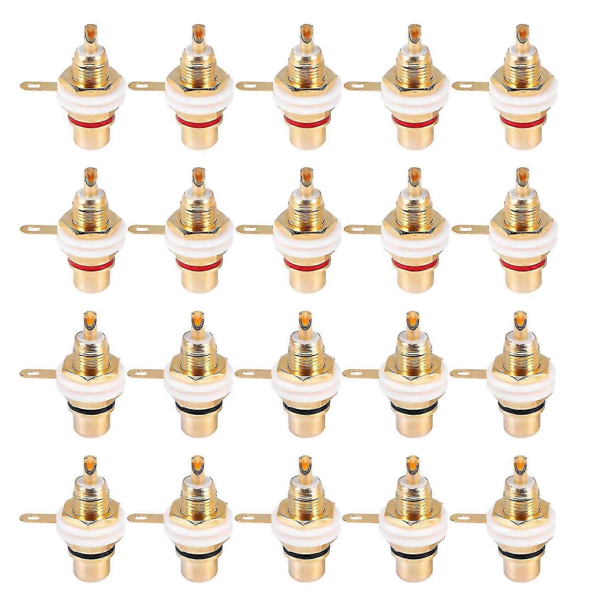 20pcs Plated Rca Terminal Jack Plug Female Socket Chassis Panel Connector For Amplifier Speaker Fruu