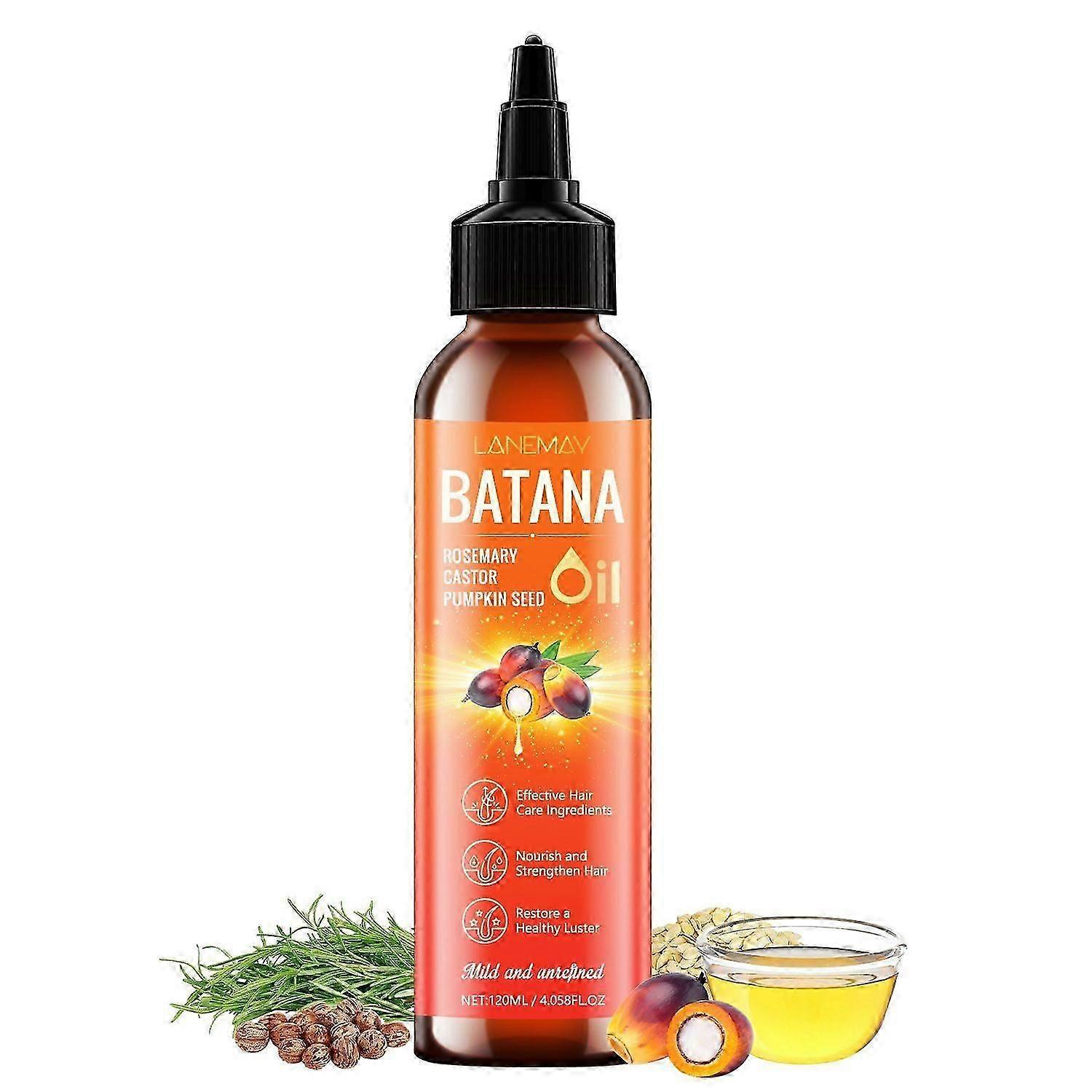 زيت باتانا لنمو الشعر، زيت باتانا هندوراس 4 في 1 مع إكليل الجبل، الخروع، زيت بذور اليقطين، يغذي ويقوي ويعزز صحة الشعر، 120 مل