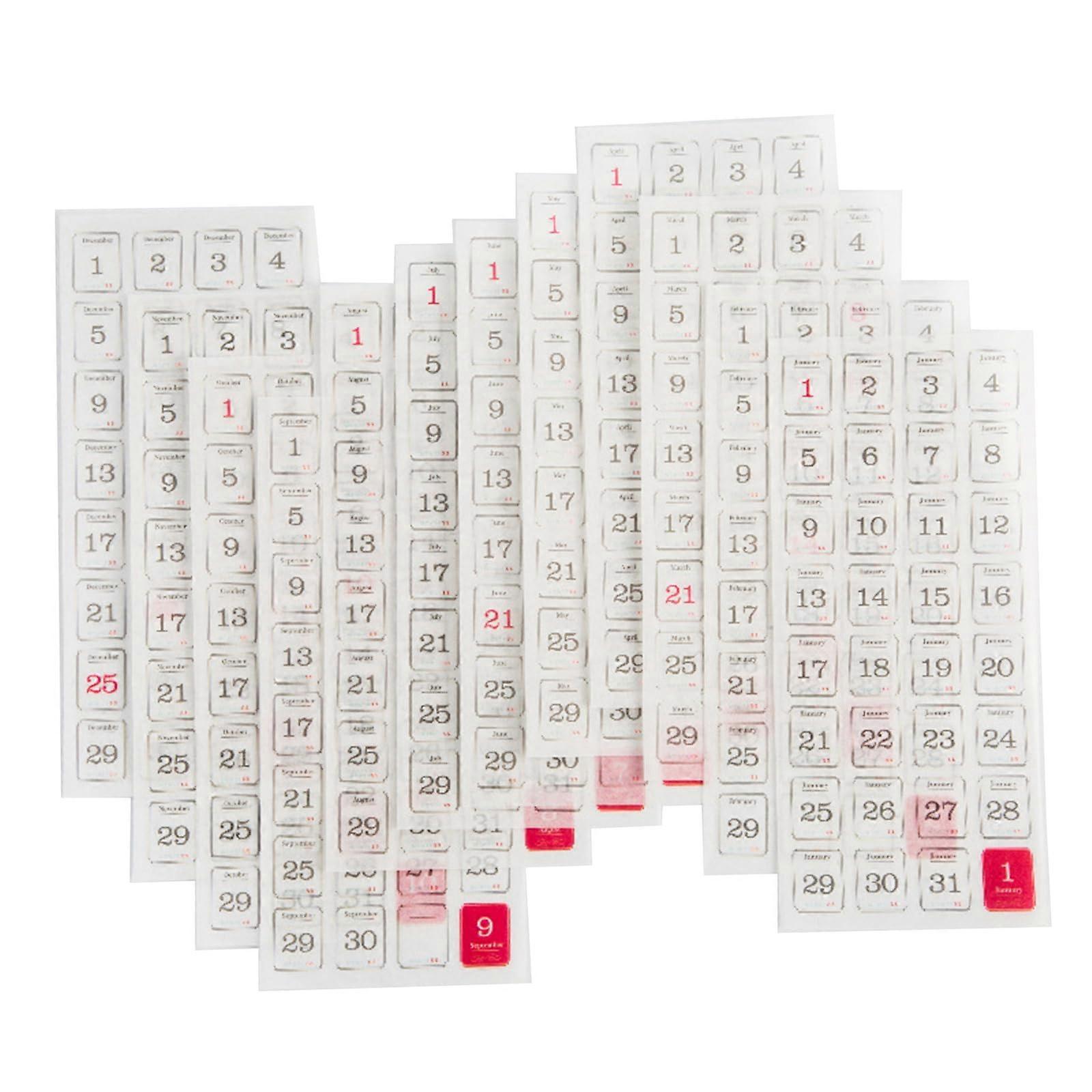 12 Sheet Date Stickers 365 Days Calendar Labels Bullet Journal Stickers Planner Calendar