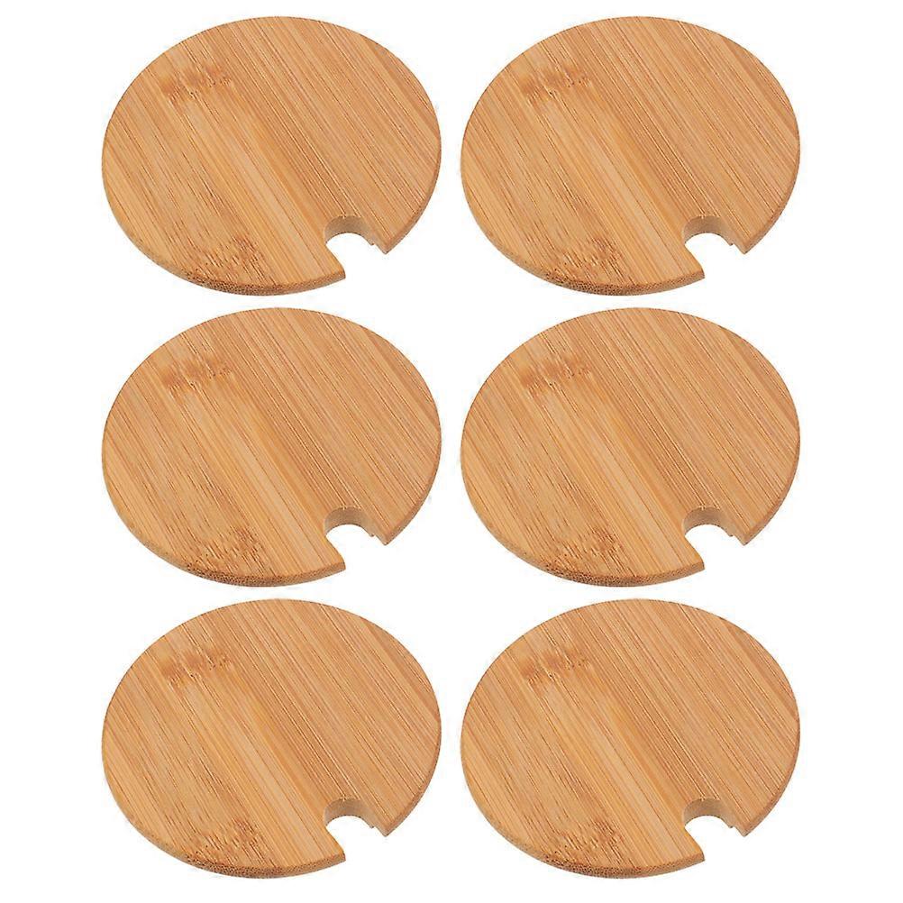 6pcs Round Mug Lids with Slot Lids for Water Bamboo Mug Covers