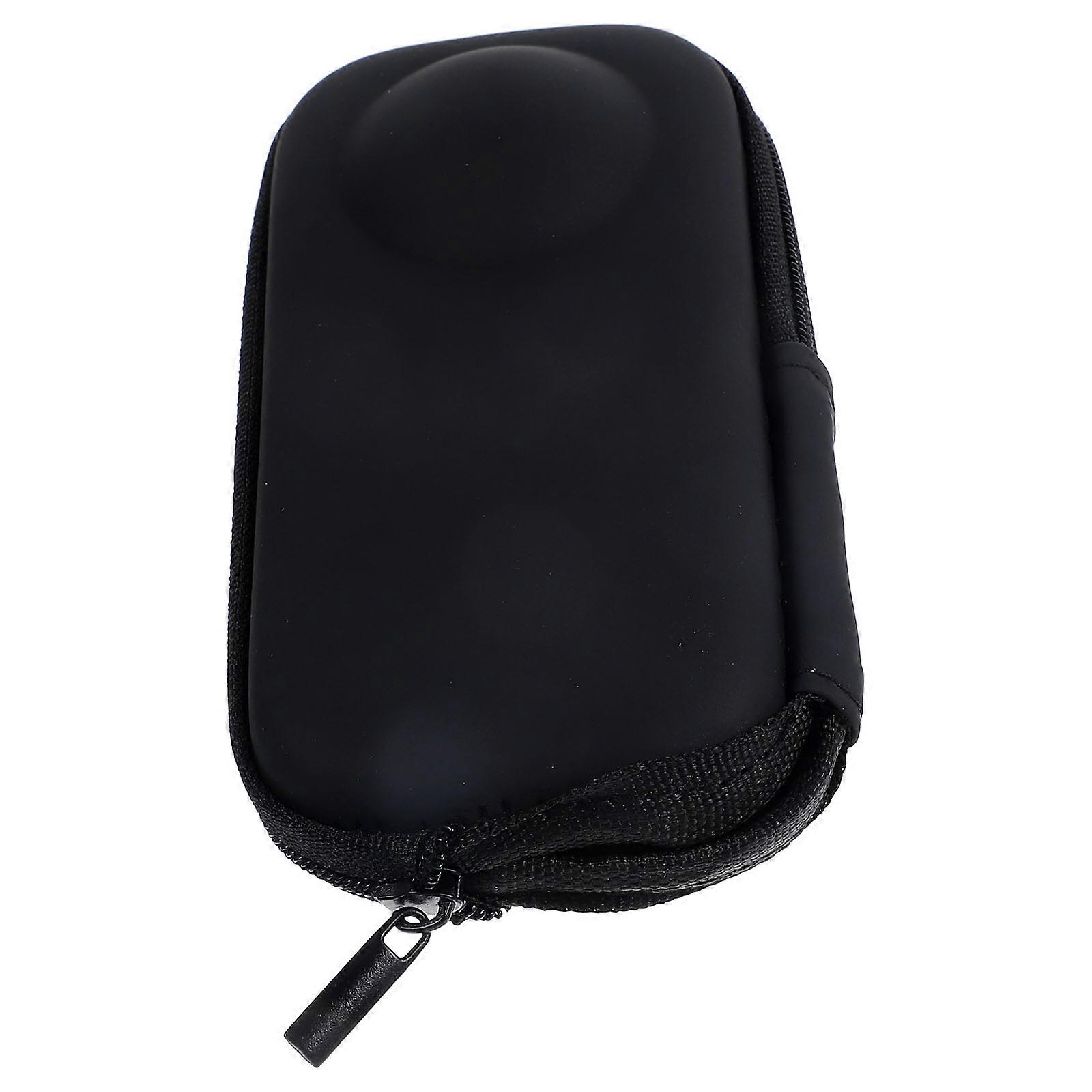 Black PU Camera Storage Bag with Bracket Design for Action Camera 4.5x3.2x1.8 Inches