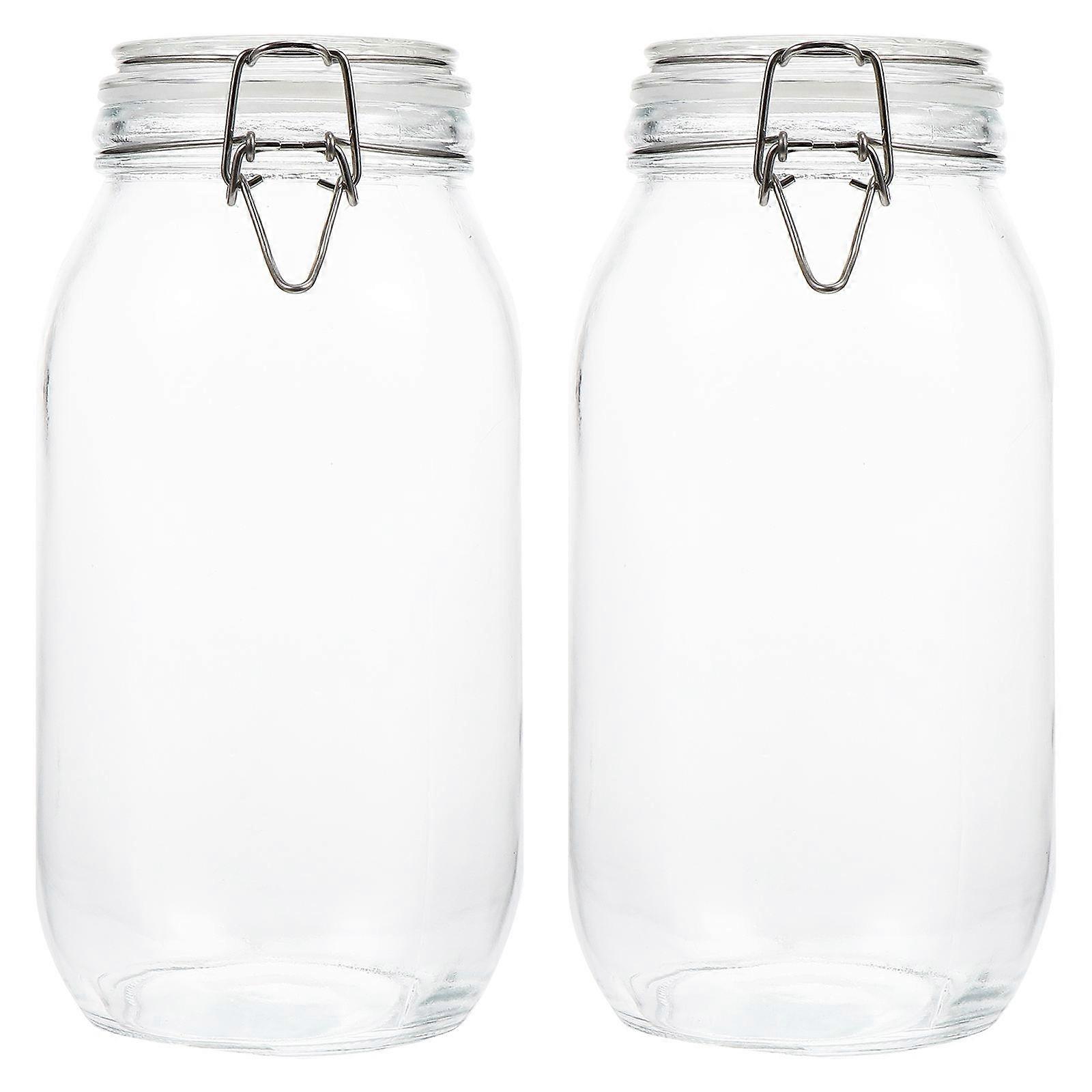 Empty Jars With Lids 2Set For Everyday Home Use Kitchen Storage Transparent Glass Suitable For Fermentation