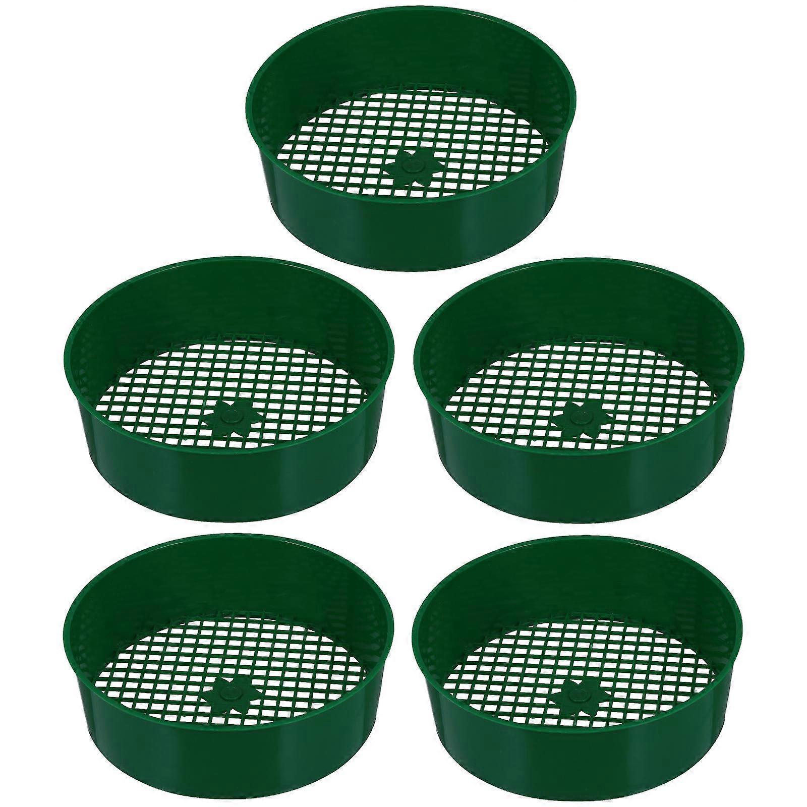 Green Garden Sieve Made of Durable Plastic for Composting and Sifting Soil Stone 5pcs