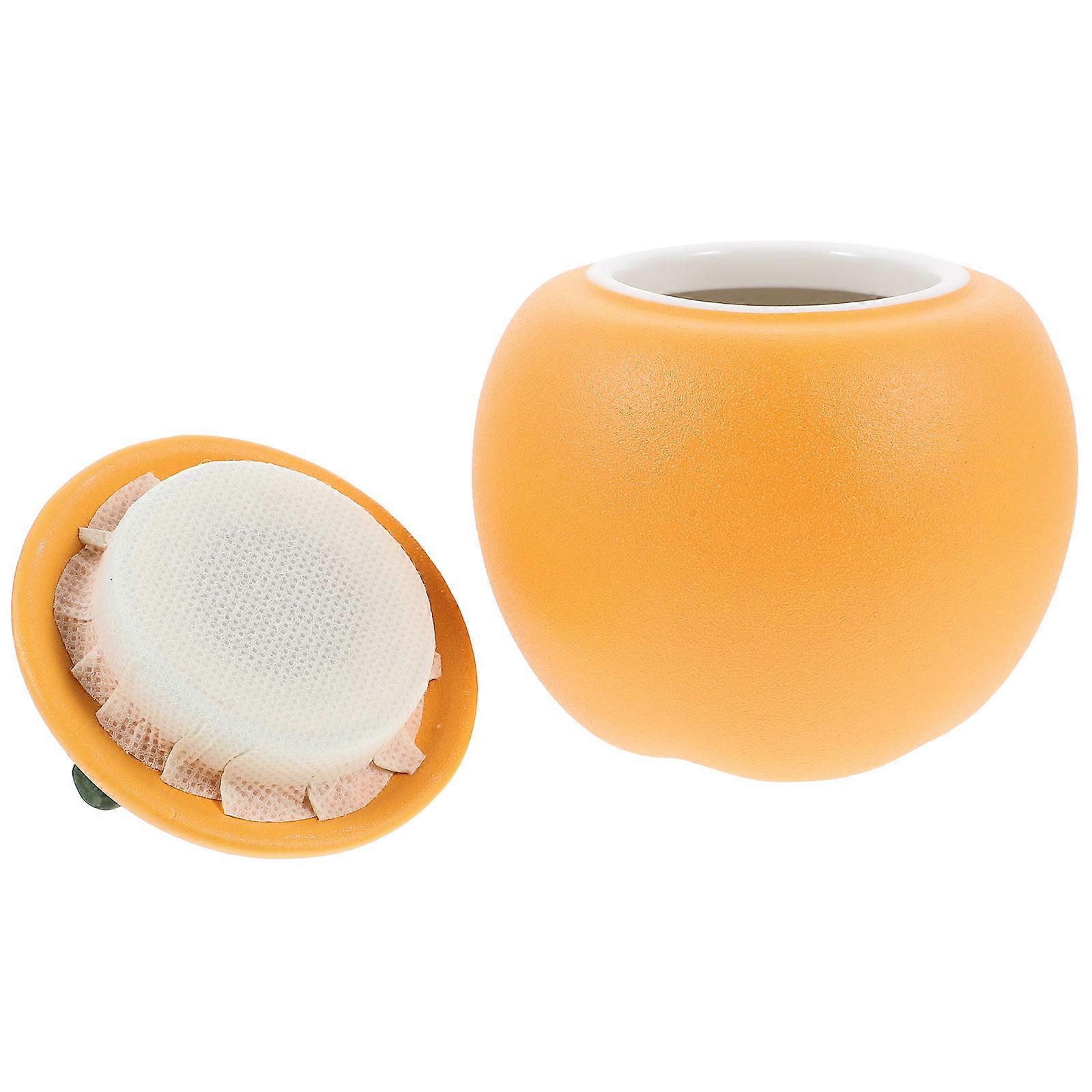 Ceramic Tea Storage Container with Sealed Lid for Home Use – Orange Shaped Design for Preserving Dried Tea and Decorative Purposes