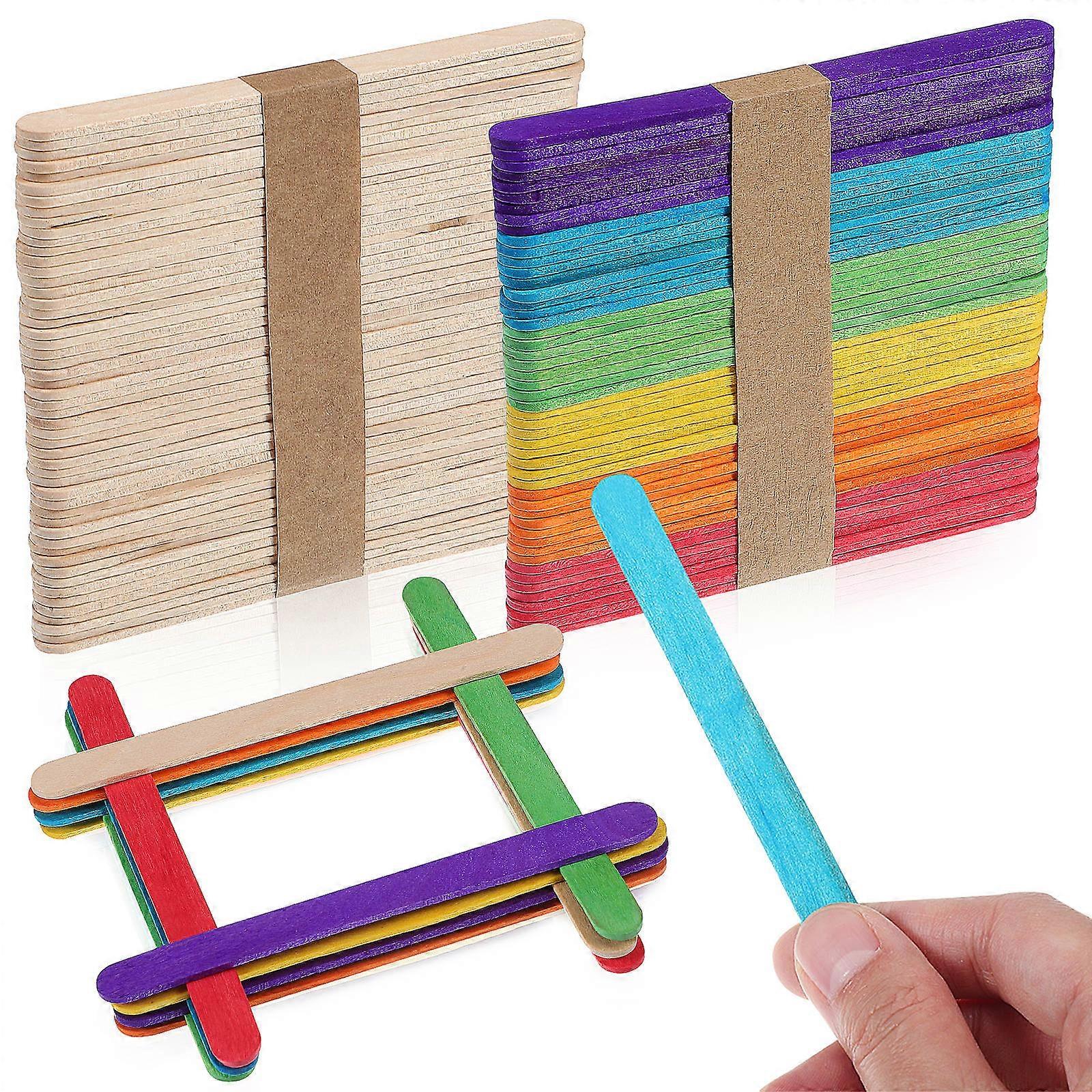100 Pcs Assorted Color Wooden Craft Sticks for DIY Projects and Creative Designs Made of Premium Wood