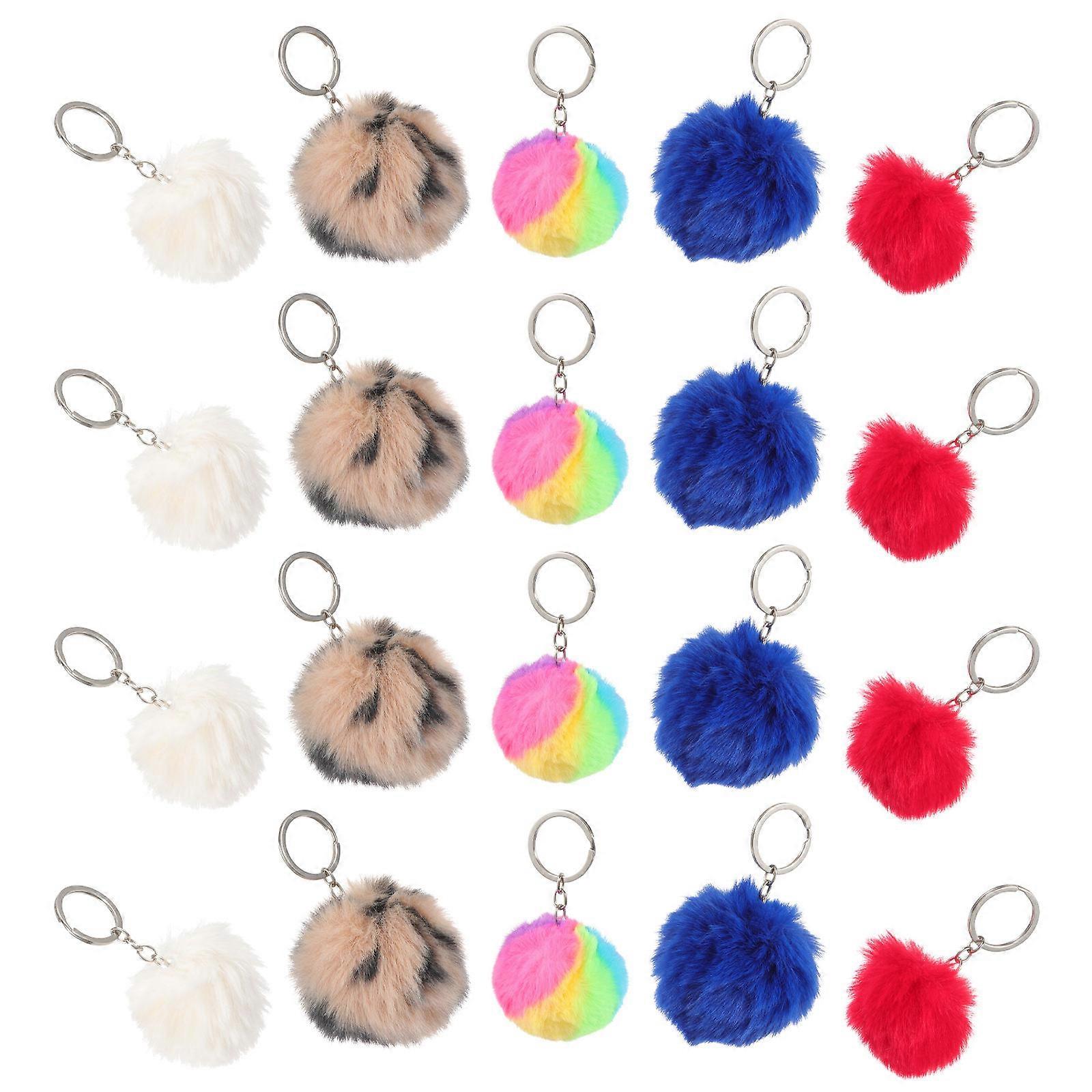 Assorted Color Faux Rabbit Balls Keychain Pendants for Bag Decoration 50Pcs Synthetic Material