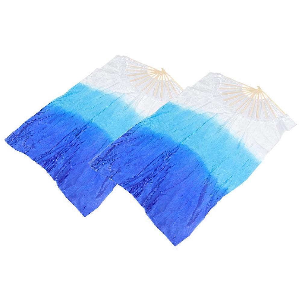 1 Pair Artificial Silk Fans Long Belly Dance Fabric Fans Gradient Worship Flags for Women's Dance Performance