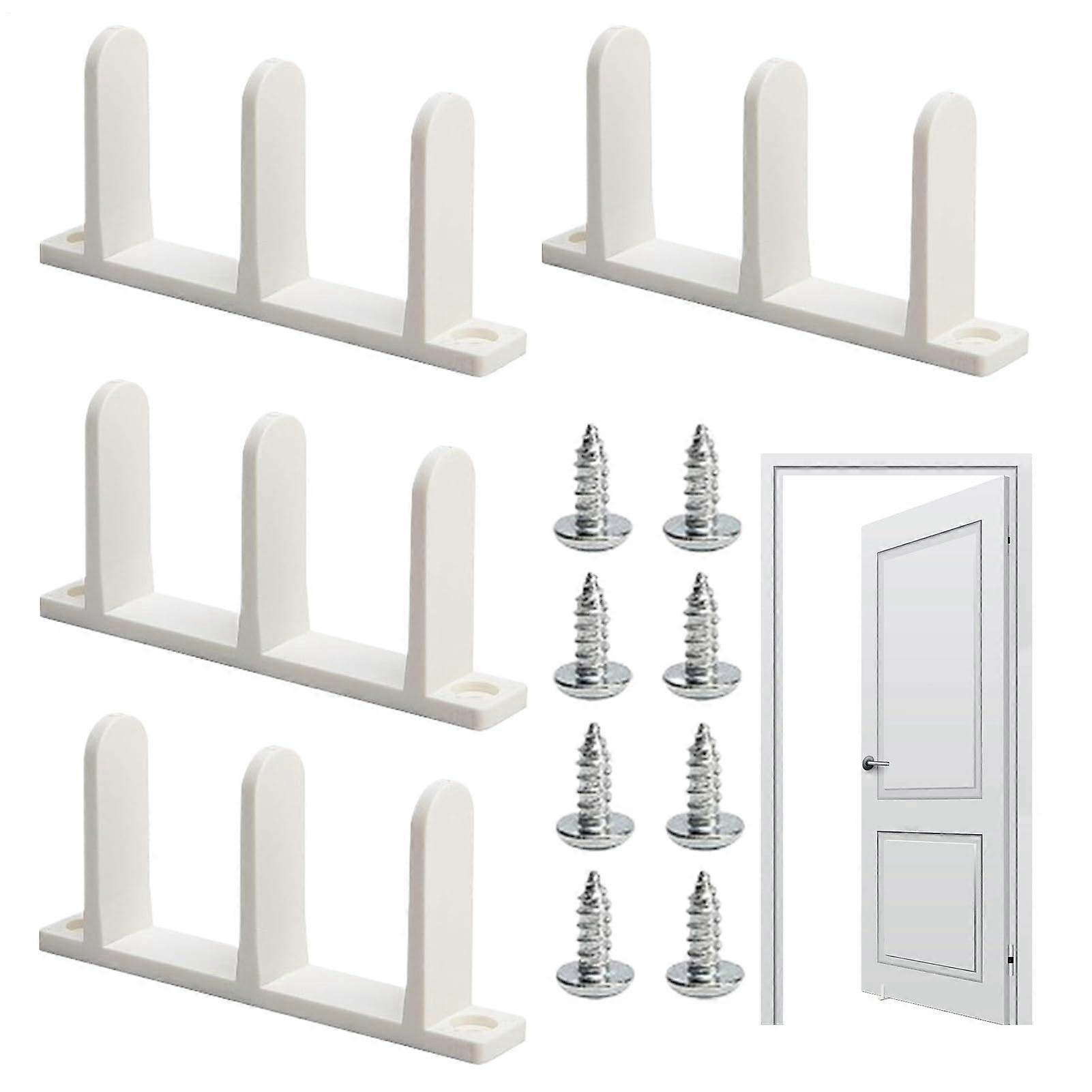 Cabinet door guides for floor, bypass sliding door track with screws, white