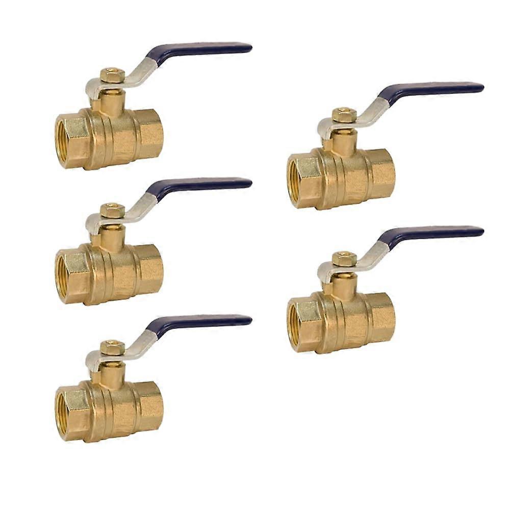 Brass Ball Valve 1.27 cm NPT FIP Lead-Free, Heavy Duty PN25 WOG, Full Port Threaded, Set of 5