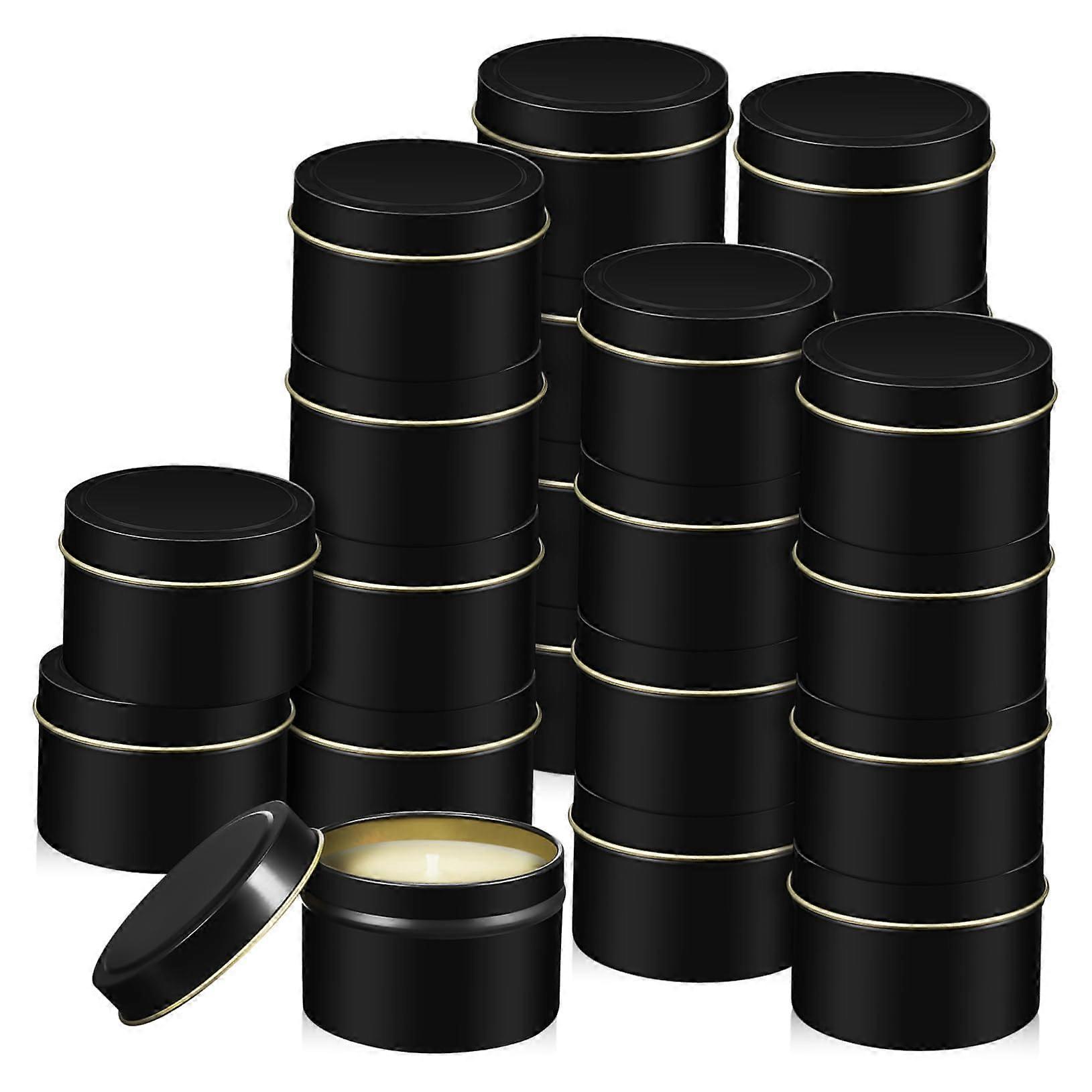 Packung mit 24 Kerzengläsern Weißblech Aromatherapie Leerglas (Schwarz)