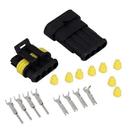 4-Pole Waterproof Connector Set for Automotive and Marine Use - Durable, Universal Compatibility, Weather-Resistant Design