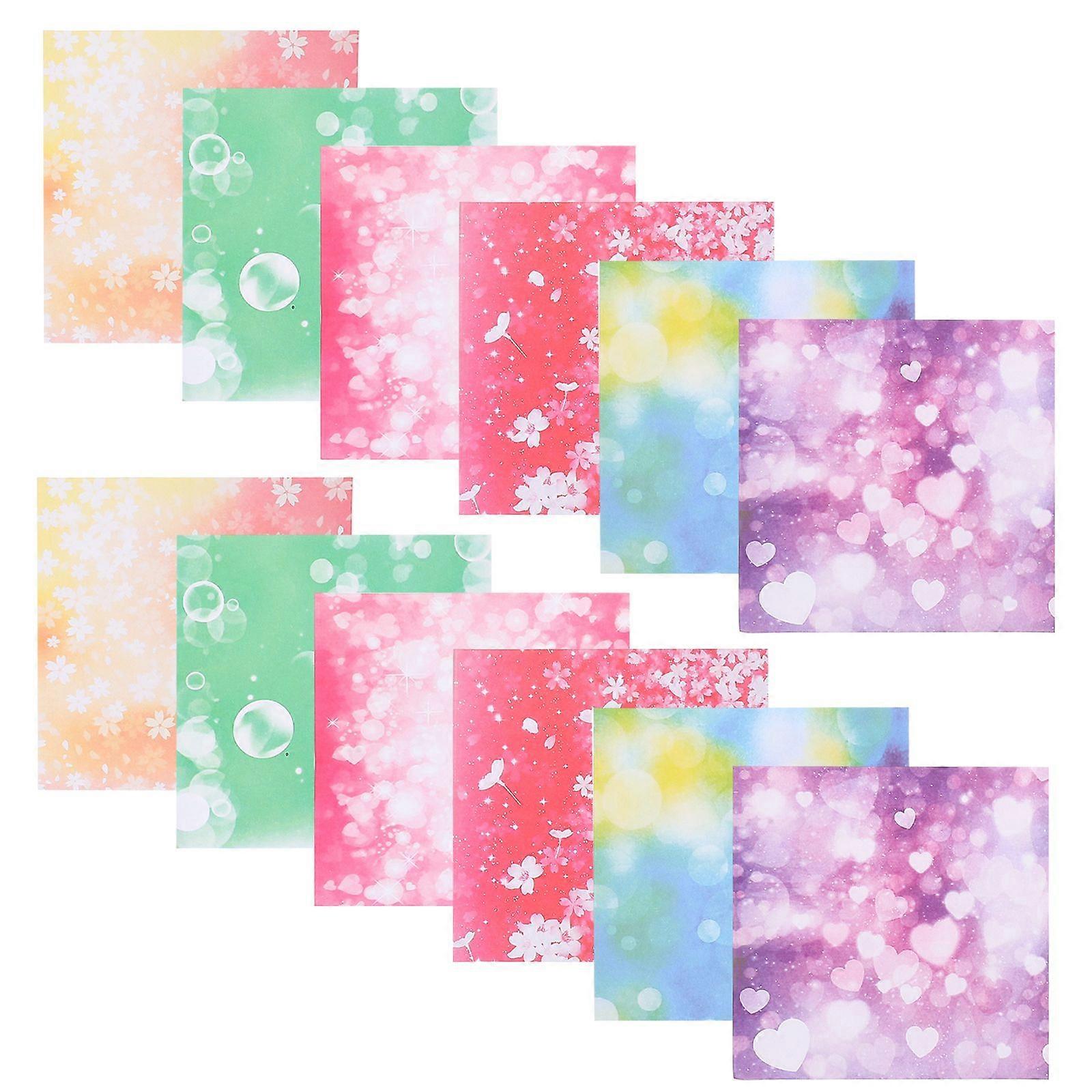 1 Set 100 Pcs Origami Paper Double-sided Star Origami Colorful Paper Square Origami for Doing Art Works (Phantom Bubbles)