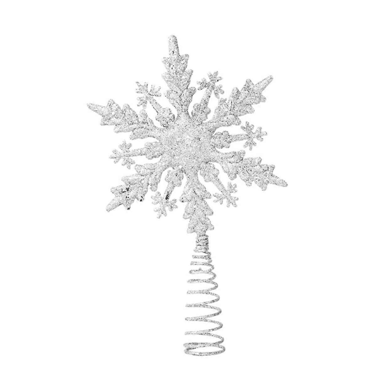 Christmas Tree Snowflake Topper Silver Lightweight Indoor Ornament Chic Design Holiday Decor Easy Install Stable Base