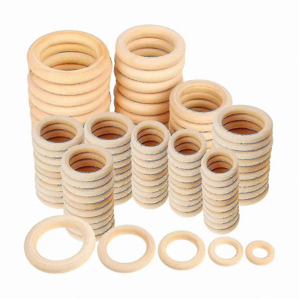 Natural Wood Rings Set, 120pcs Macrame Craft Circles for DIY Projects