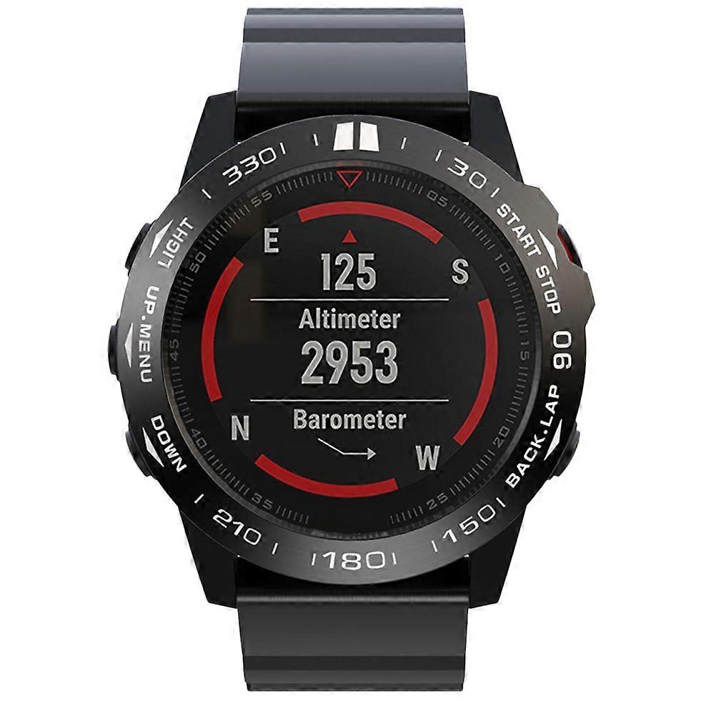 Simple Watch Shell Useful Watch Protective Case Chic Watch Frame Watch Accessories Compatible for Garmin Fenix 5x (Black Ring, White Letter)