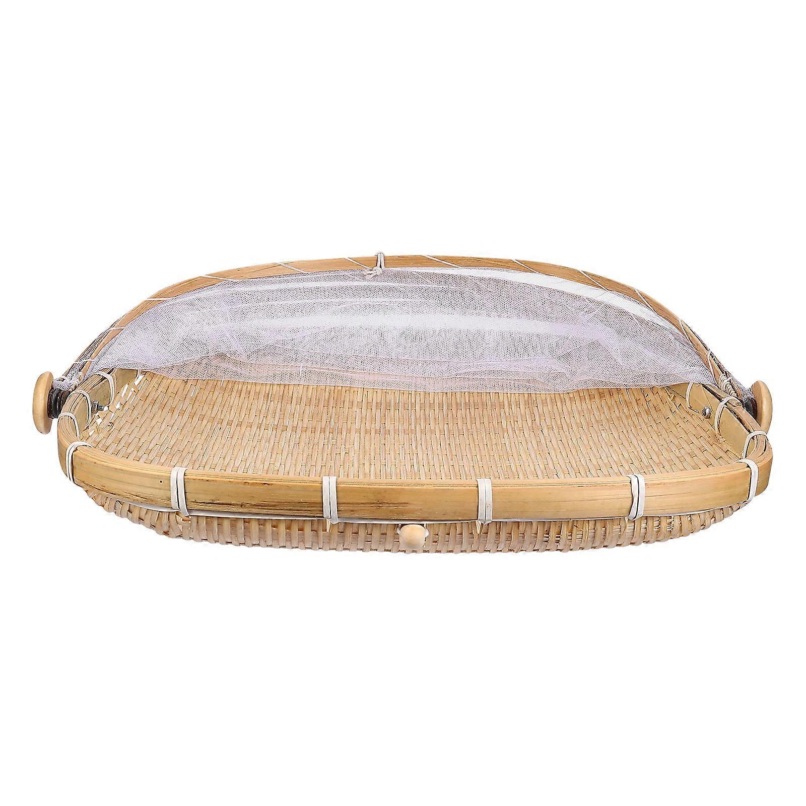 Bamboo Storage Basket Fruit Vegetable Bread Basket Home Use Assorted Color for Food Preservation 1Pack