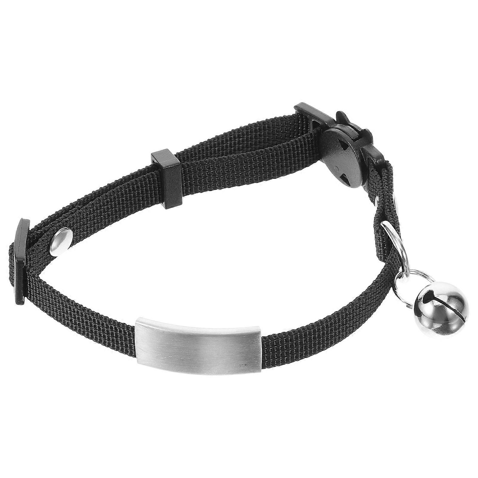 Adjustable Cat Collar Pet Supply for Outdoor Activities Durable Polyester Black with Bell 1Pcs