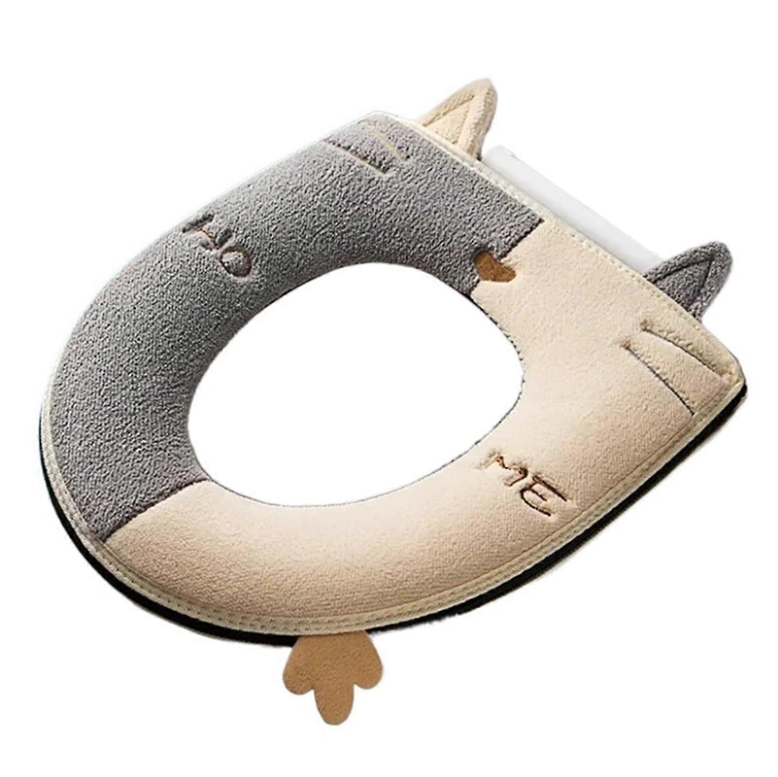 Universal Heated Toilet Seat Cushion Suede Cover for Household Use, MachineWashable Bathroom Protector for use in toilets(Grey)