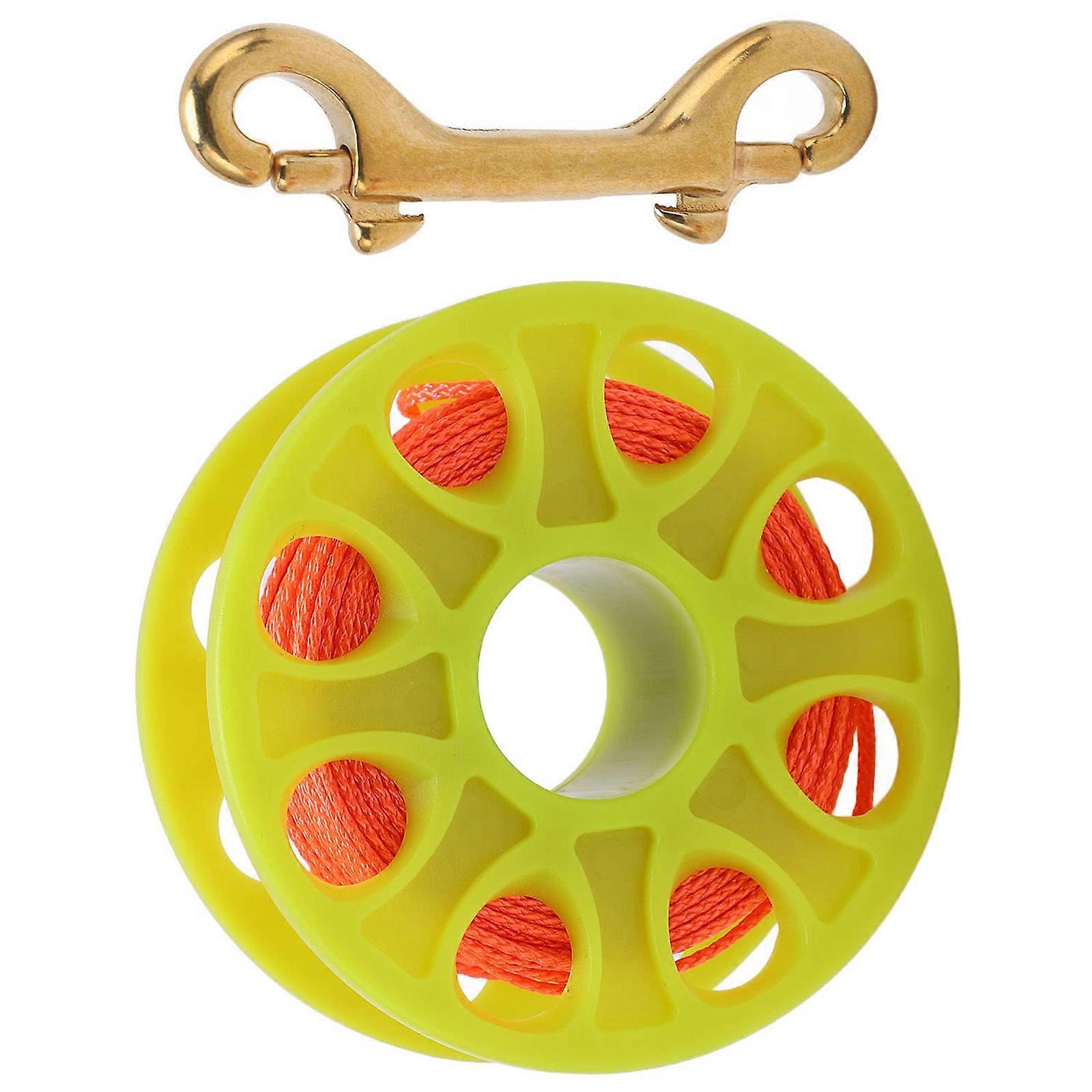 Plastic Spool Finger Reel with Double Ended Hook Scubas Diving Reel Finger Line Spool Wreck Guide Line Reel Enduring Yellow